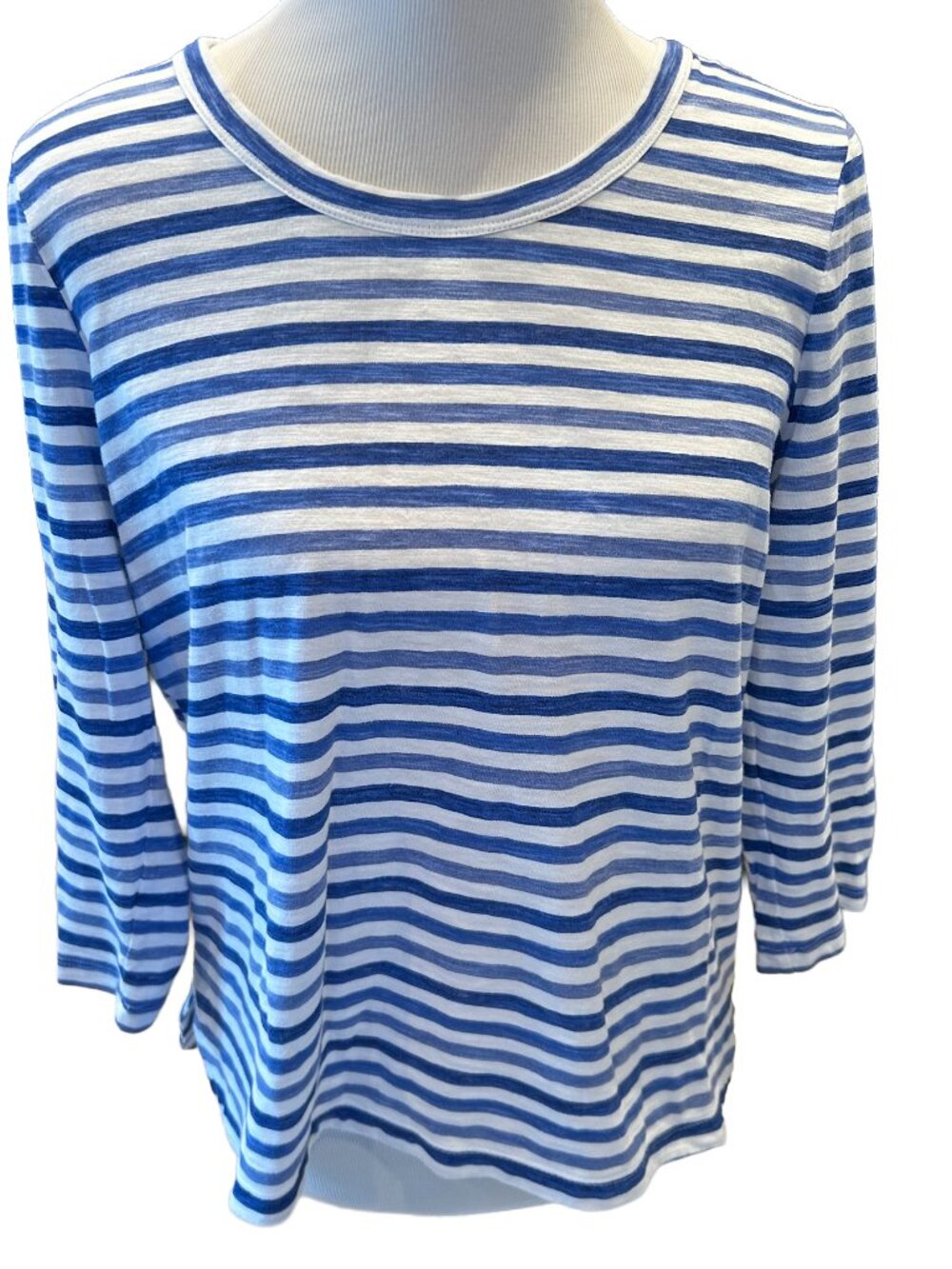 Chico's Striped Slub Scoop Neck Tee
